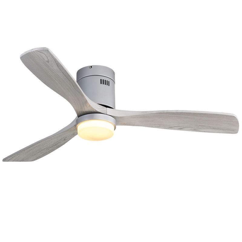 52" Ceiling Fan With LED Light, Reversible DC Motor, Remote Control - Silver