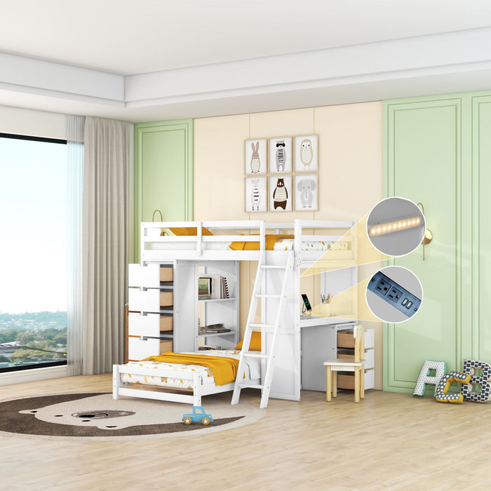 Bunk Bed With LED Light And USB Ports