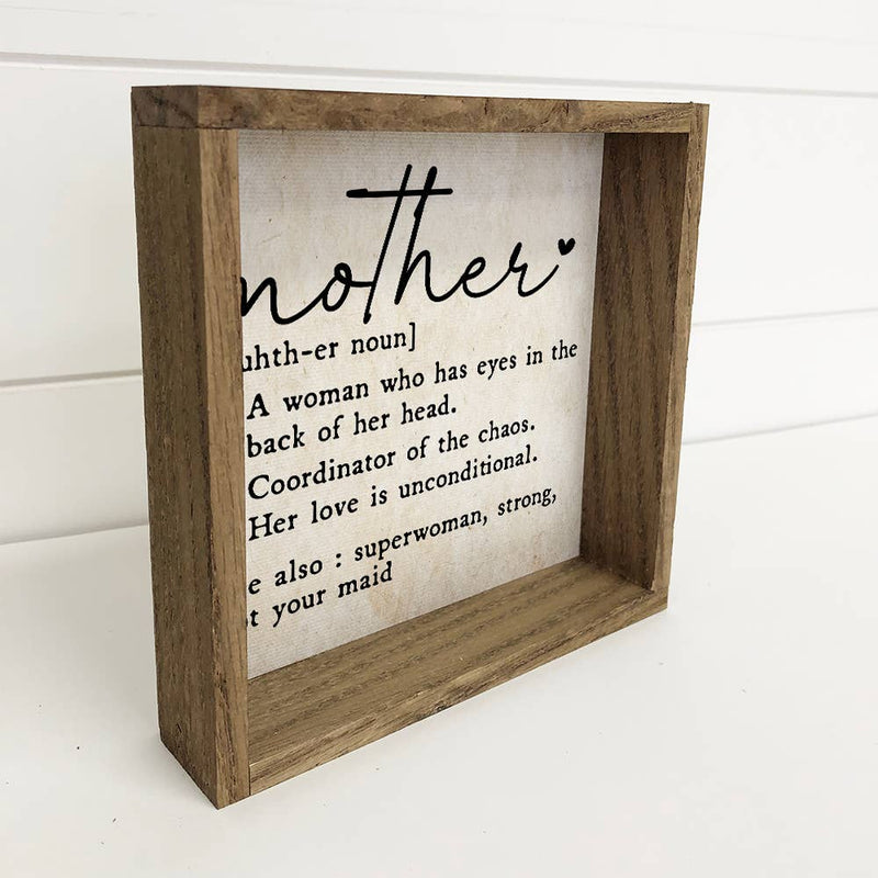 Mother Funny Definition - Mother Word Canvas Art - Framed