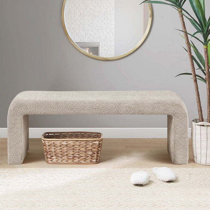 Modern Contemporary Boucle Waterfall Bench