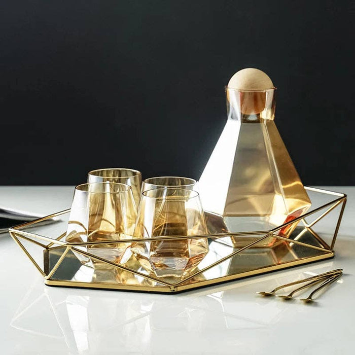 Polygon Glass Mirror Tray