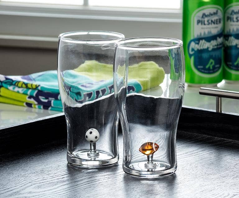 Football Icon Beer Glass-6"H(20oz)