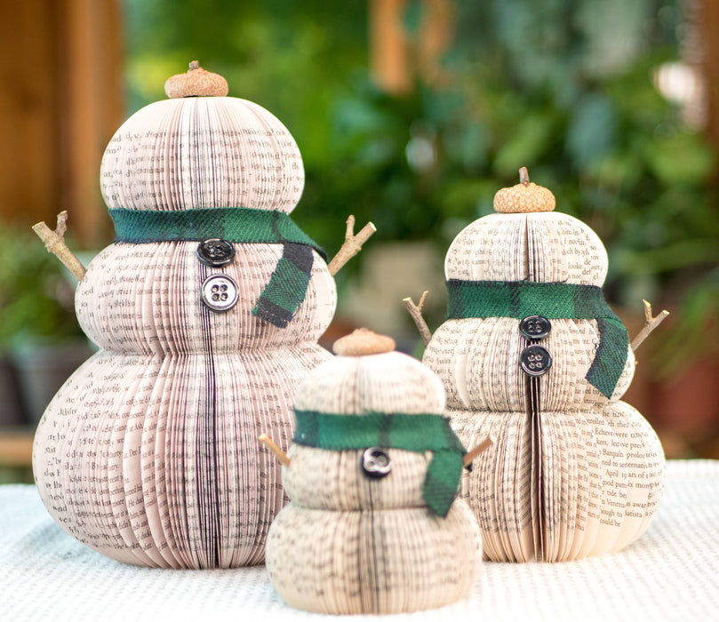 Book Page Snowman-Green-Medium