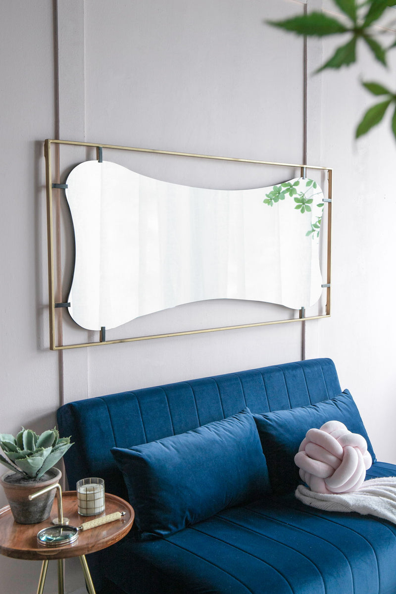 Poppy Mirror With Metal Frame Contemporary Design For Bathroom, Entryway Wall Decor