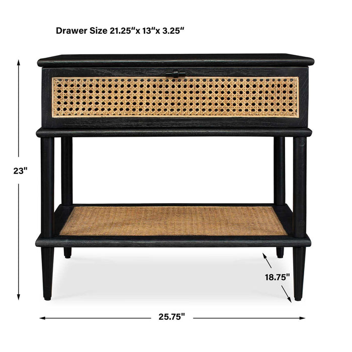 Coast - Rattan Side Table - Black / Woodtone