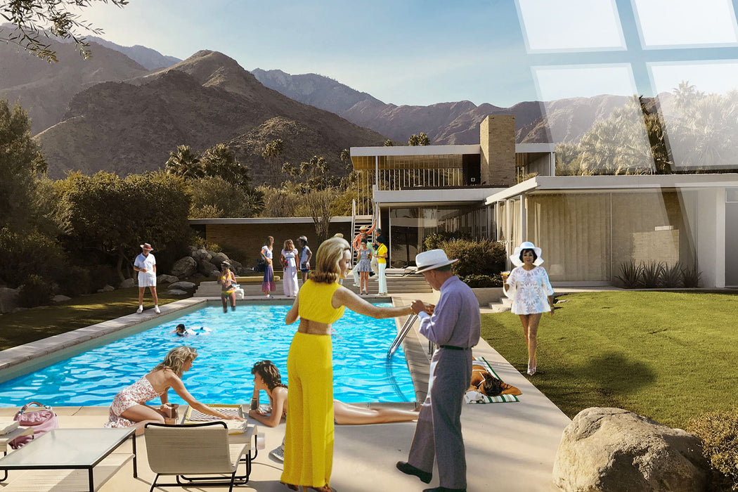 "Retro Oasis" Tempered Glass - Green / Blue / Yellow