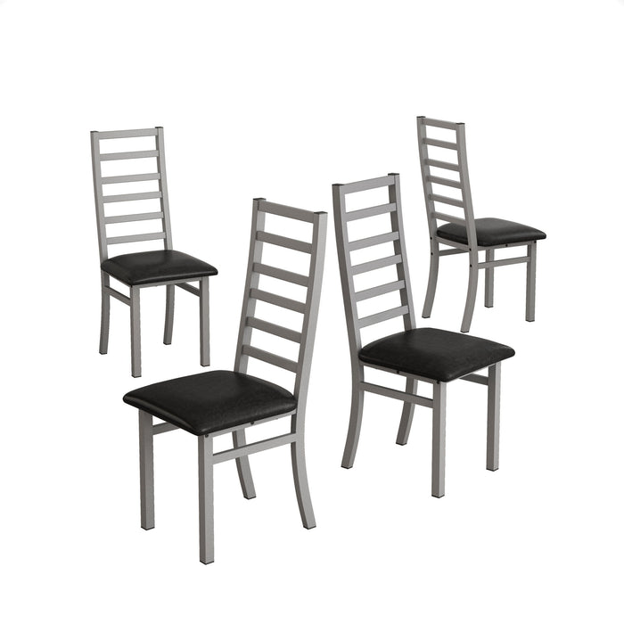 Metal Dining Chairs With Steel Legg, High Back Armless Design