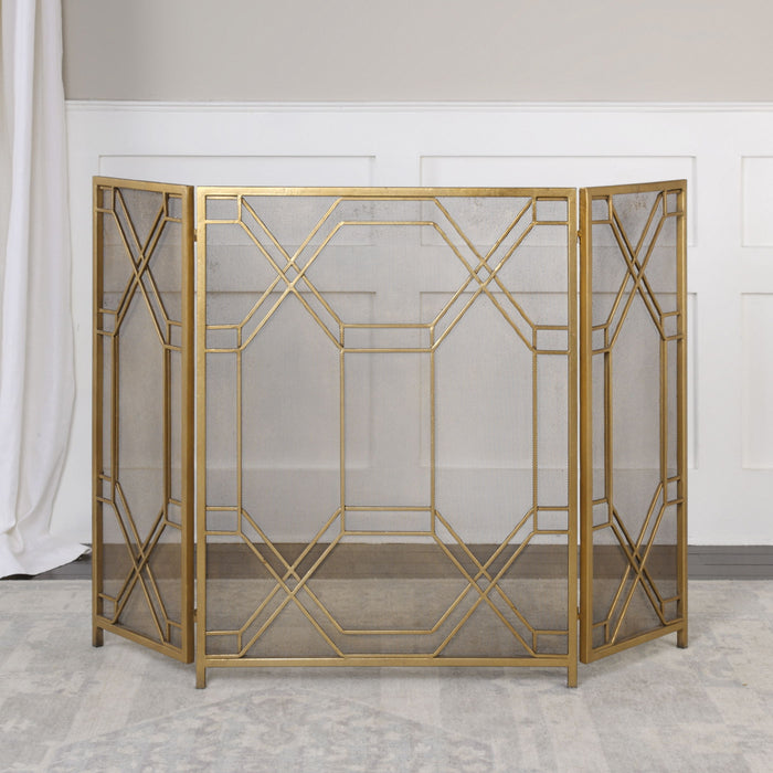 Rosen - Fireplace Screen - Gold