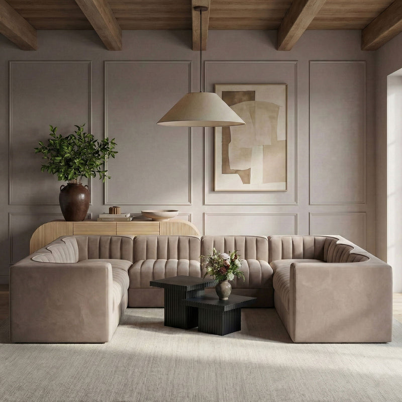 Rummi - Velvet Performance Fabric Upholstered Modular Sectional