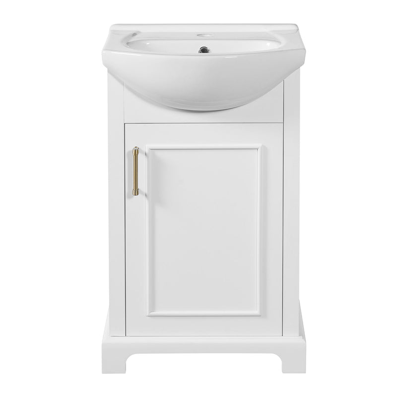 20" Bathroom Vanity With Bulged Sink, Freestanding Single Vanity Set, Soft Close Door