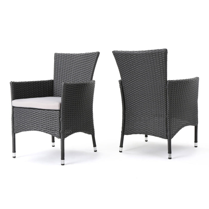 Dimensional Outdoor Dining Chair With Cushion Seat And Iron Frame (Set of 2)