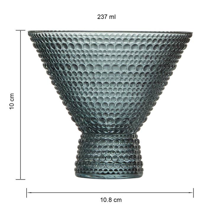 Beaded Stemless Martini Drinking Glasses | 11oz | Set of 6