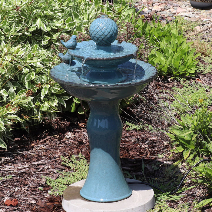 2-Tier Resting Birds Ceramic Water Fountain