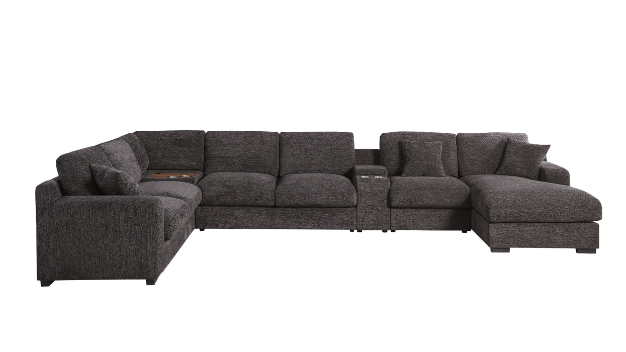 Celine - Corner Sectional Sofa With Right Facing Chaise, Cupholders, And Charging Ports - Gray