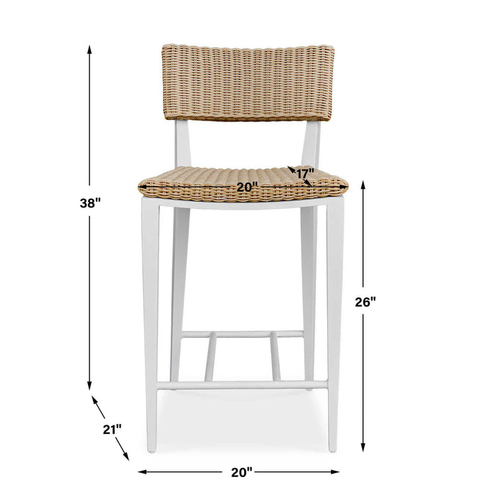 Calbas - Outdoor Counter Stool - White / Woodtone