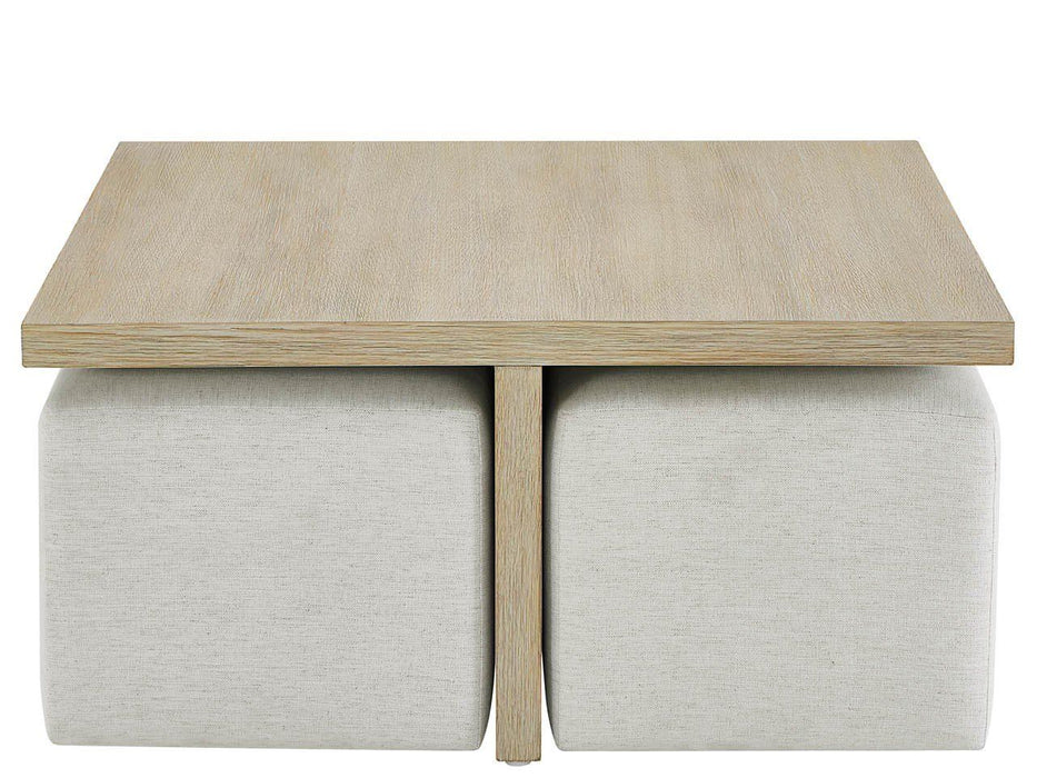 Oasis - Dockside Cocktail Table With 4 Ottomans - Beige / White