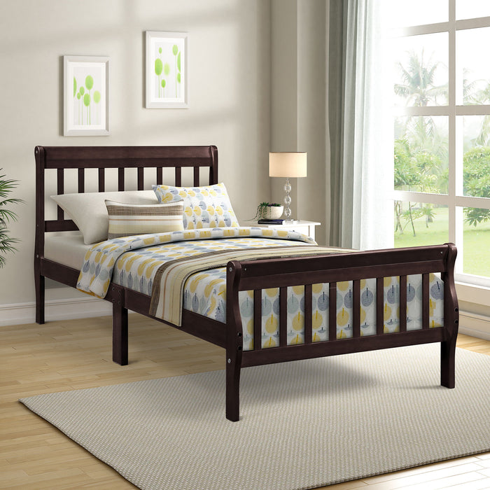 Platform Bed, Mattress Foundation Sleigh Bed With Headboard, Footboard, Slat Support