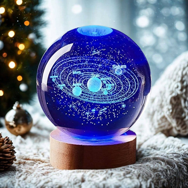 Crystal Glass 3D Solar System Nightlight Christmas Gift