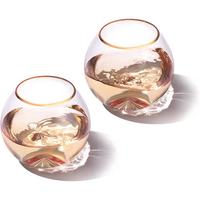 Blush Pink & Gilded Rim Wine Glasses | 18oz | Set of 2