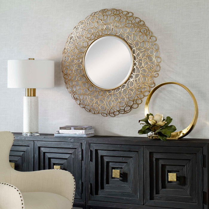 Swirl - Round Mirror - Gold