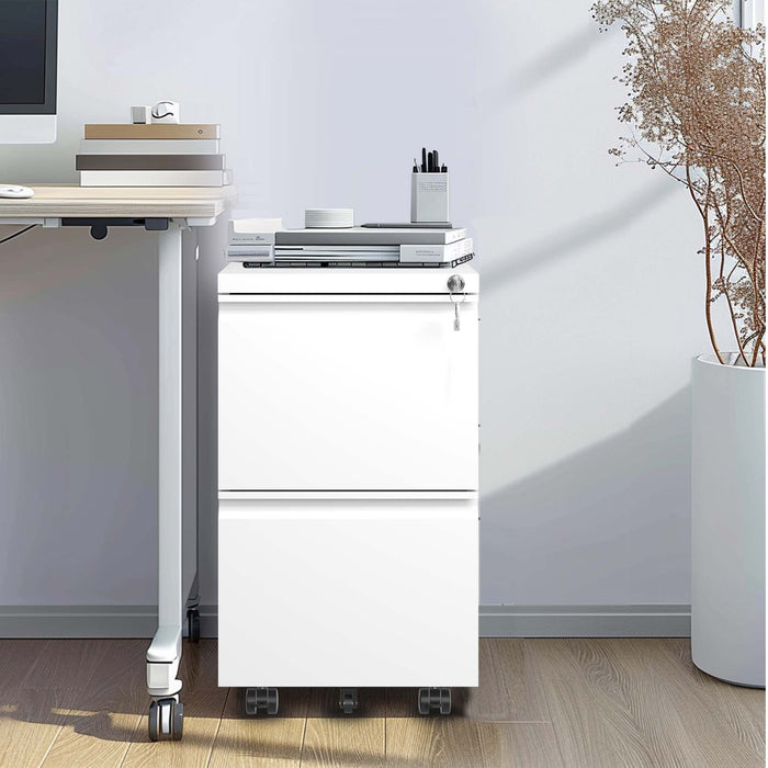 Metal Drawer Mobile File Cabinet With Lock For Home Office Organizer