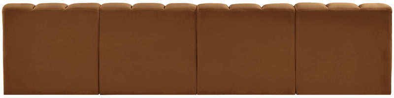 Arc - Velvet 4 Pieces Modular Sofa - Saddle