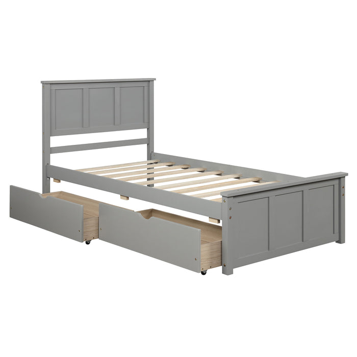 Platform Storage Bed With 2 Wheel Base Drawers