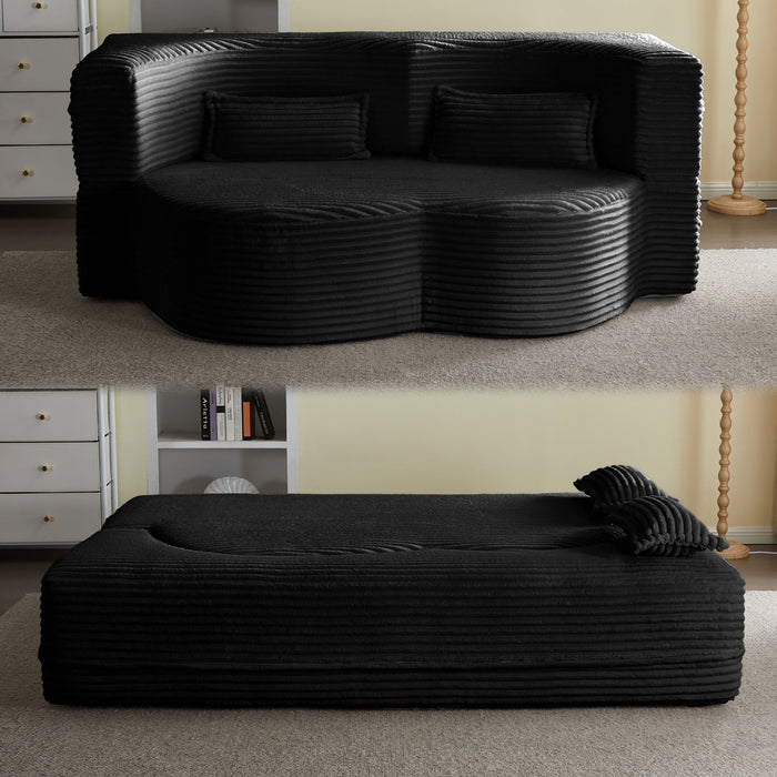 Floor Convertible Sleeper Sofa Bed With 2 Pillows