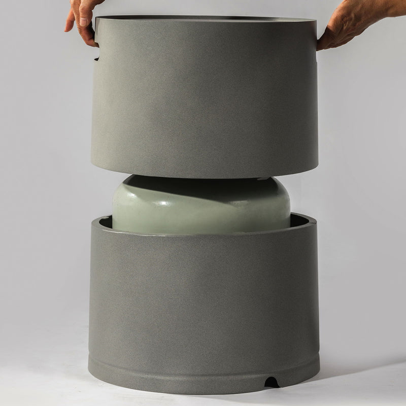 Propane Tank Cover Round Tank Holder Hide Away Side Table - Gray