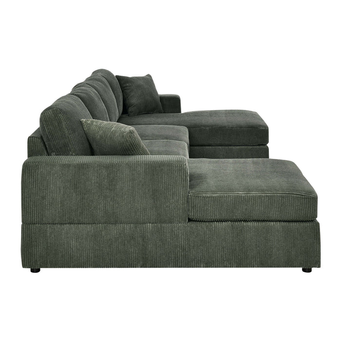 3 Piece Corduroy Double Chaise Sectional Sofa