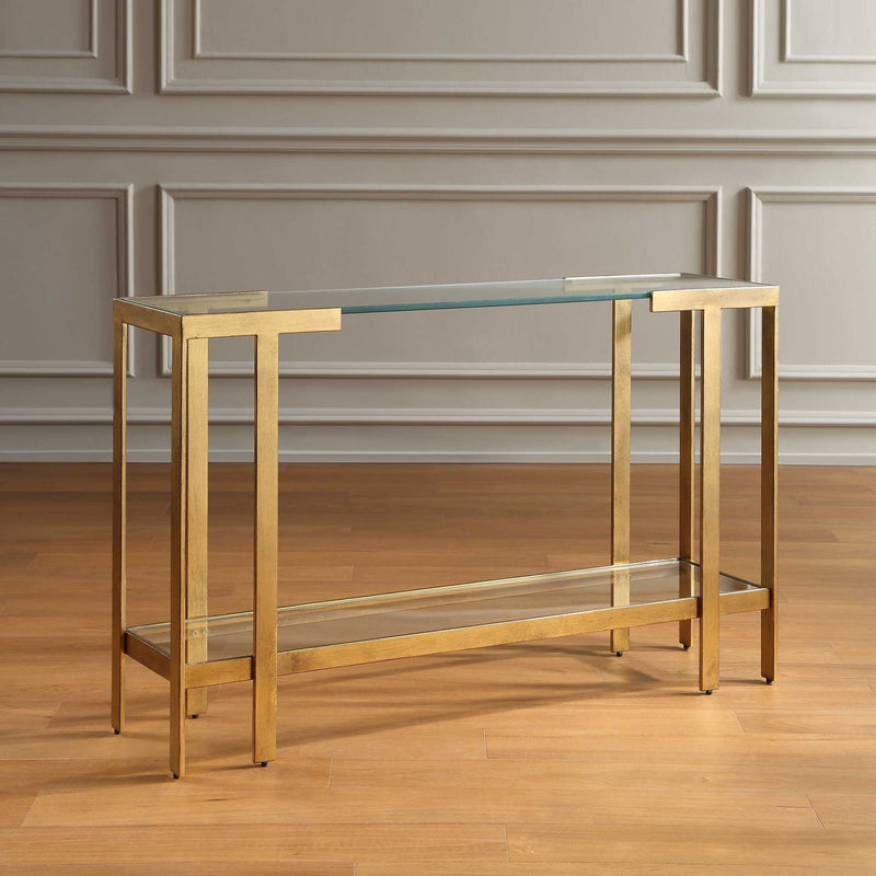 Kendrick - Glass Console Table - Gold