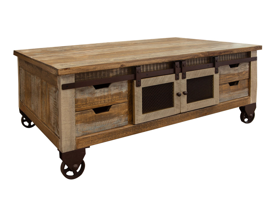 Antique - Cocktail Table With 8 Drawers / 4 Doors - Multicolor