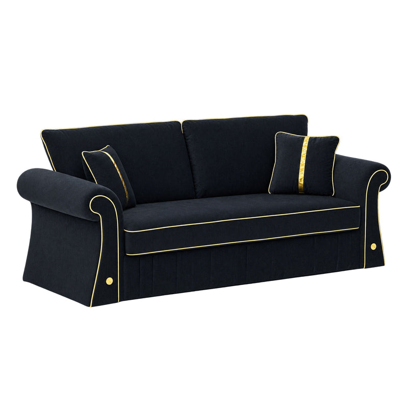 Sofa With Rolled Arms, 3 Seater Couch, Living Room Accent