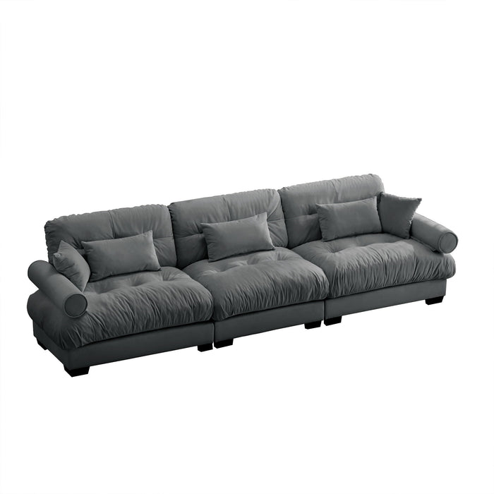 Modern Oversize Sofa With Cloud Like Comfort, Featuring Waist And Throw Pillows