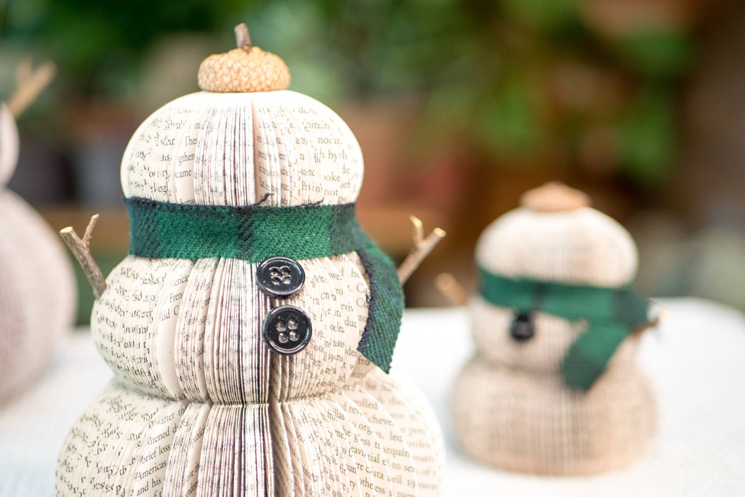 Book Page Snowman-Green-Medium