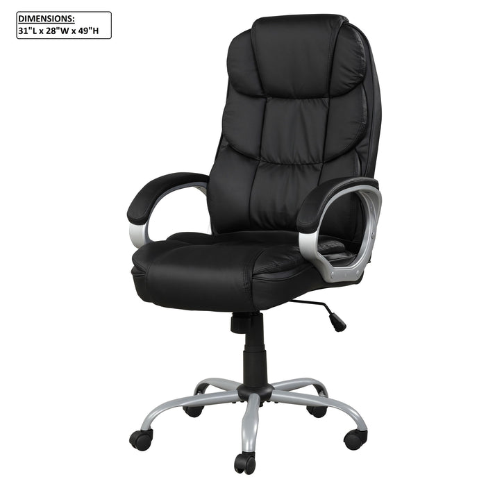 Upholstered Office Chair, Adjustable Height Swivel Chair - Black