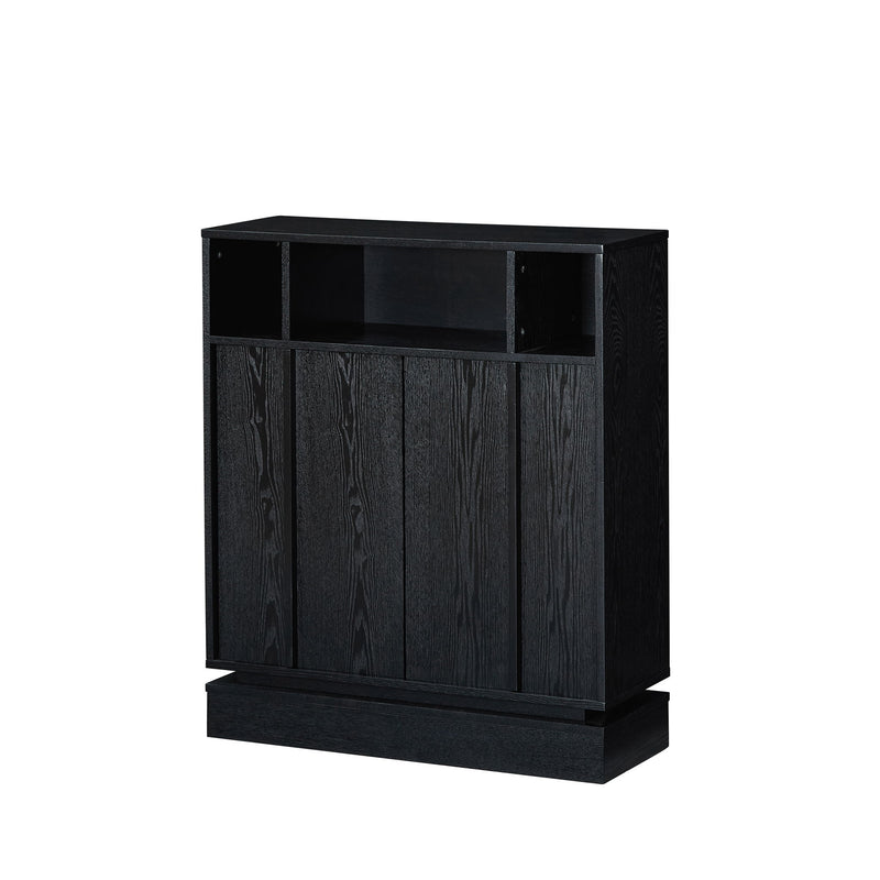 Fluted Sideboard Buffet Cabinet With 2 Doors And Adjustable Shelf, Storage Cabinet For Entryway