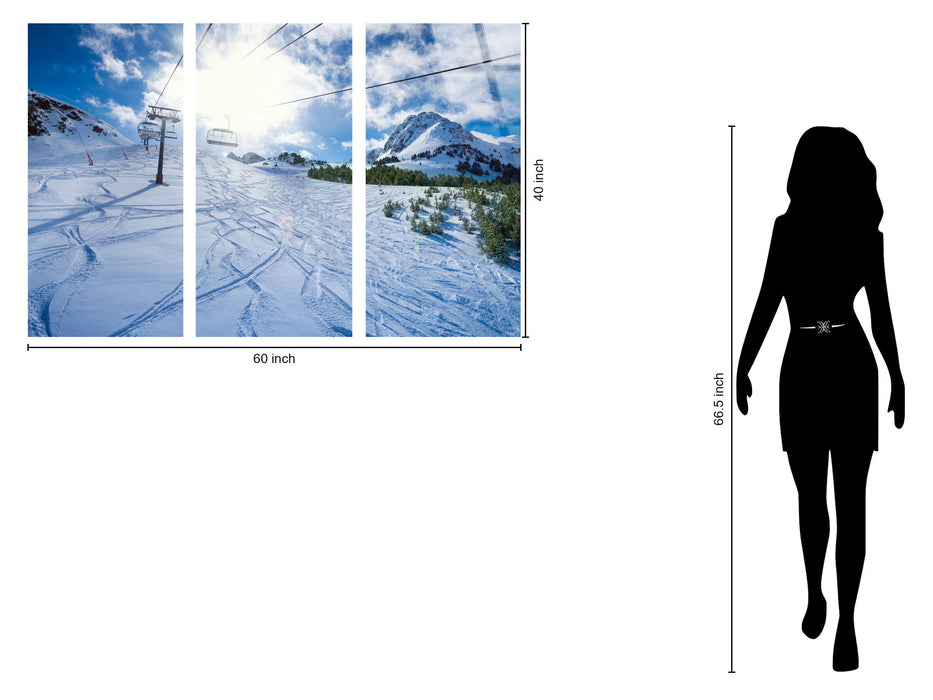 "Alpine Serenity" Tempered Glass Triptych - Blue / White