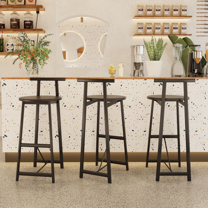 Modern Bar Stools With Backrest For Kitchen (Set of 3)