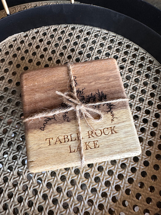 Wood Walnut Coasters - Table Rock Lake | Set of 4