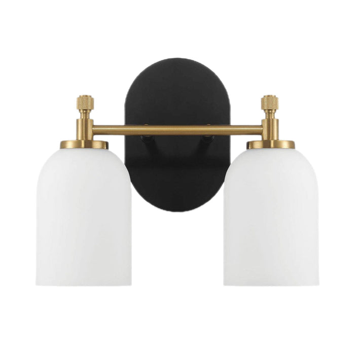 Vortex - 2 Lights Vanity In Style For Over Bathroom Mirror Wall Sconce - Black / Gold / White