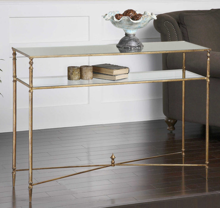 Henzler - Mirrored Glass Console Table - Gold