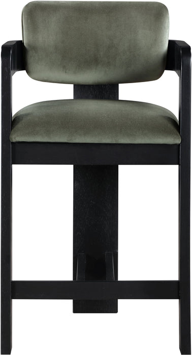 Sacha - Velvet Stool With Black Base