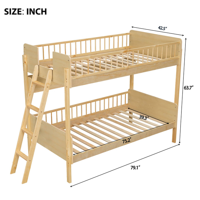Bunk Bed With 3 Storage Shelves, Adjustable Ladder Left Or Right