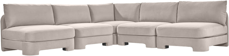 Hammond - Velvet Performance Fabric Upholstered 5 Piece Armless Sectional