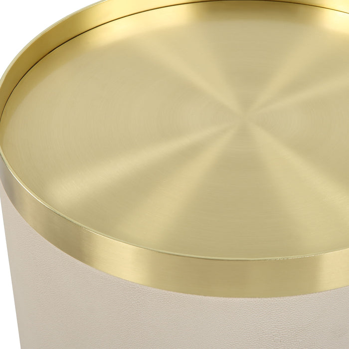 Circuit - Brass & White Accent Table - White