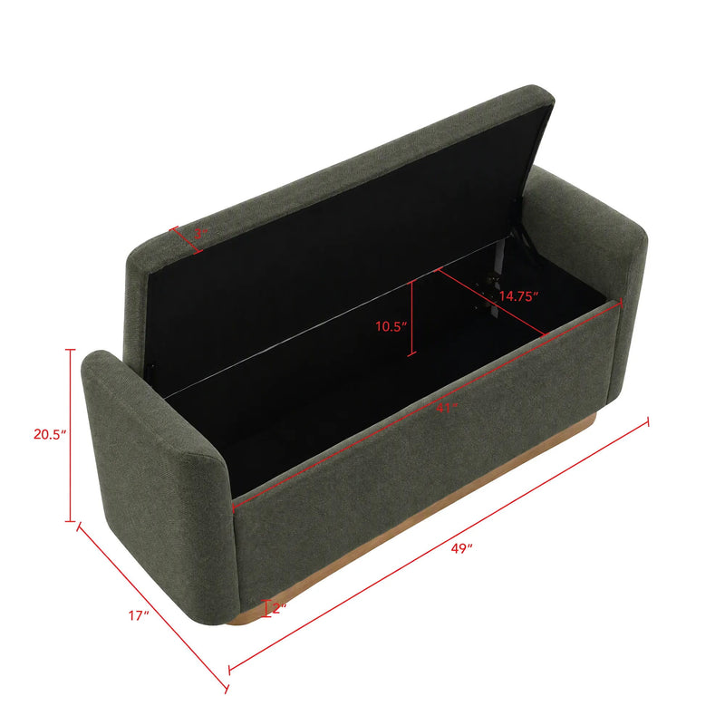 Upholstered Storage Bench With Safety Hinge