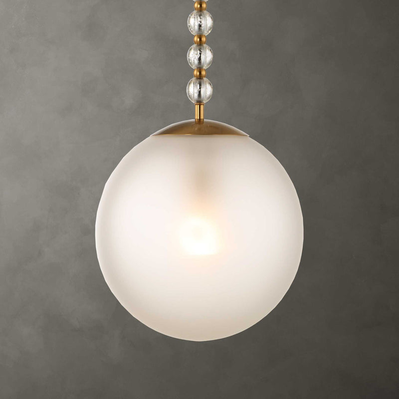 Ripple - 1 Light Frost Glass Pendant - Gold