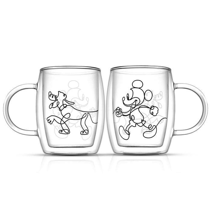 Disney Mickey and Pluto Espresso Glasses 5.4 Oz | Set of 2