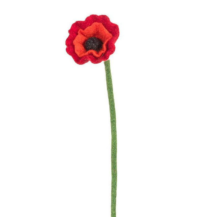 Red Poppy Stem-12.5"H